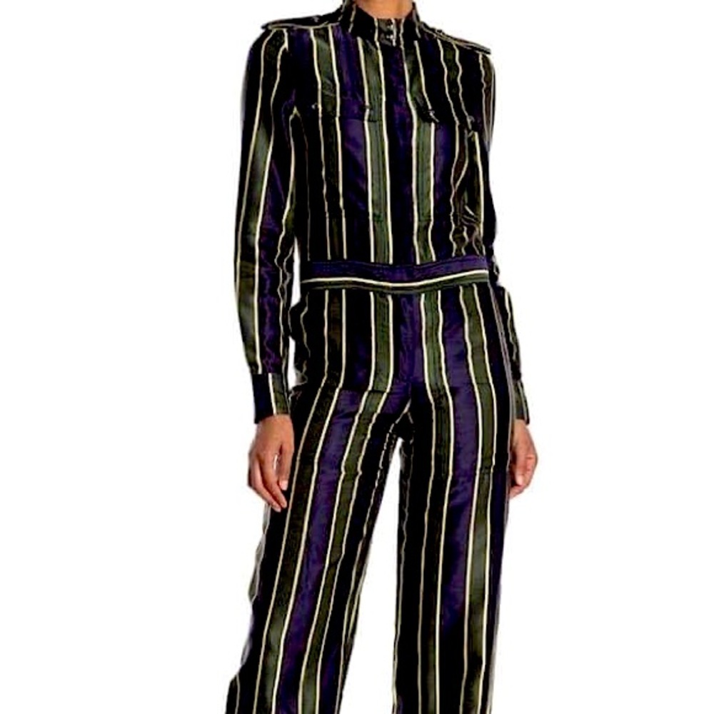 Burberry silk Jumpsuit- Navy and Green